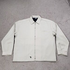 VTG 90s KikWear California Full Zip Harrington Jacket Rave Hip Hop Beige USA L